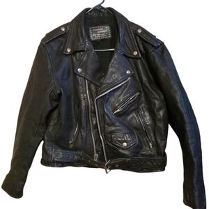Maryland Biker Leather Jacket size 46 moto black